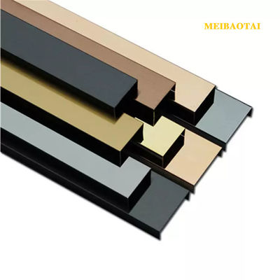 قیمت خوب تریم کاشی استیل ضد زنگ Hairline Mirror 304 ضد اثر انگشت 10FT آنلاین