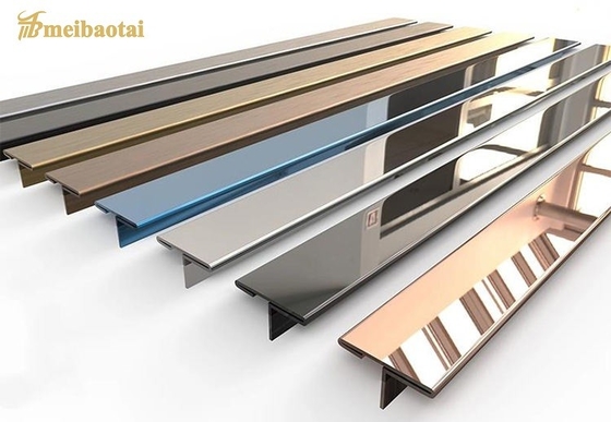 5 شیار کاشی استیل ضد زنگ تزئین طلایی آینه T نمایه برای گوشه