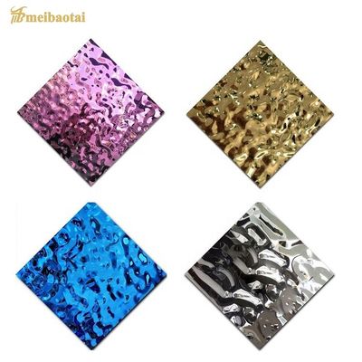 قیمت خوب 304 فولاد ضد زنگ 0.65mm ضخامت PVD پوشش داده شده در آب ریپل فولاد ضد زنگ ورق برای تزئین سقف آنلاین