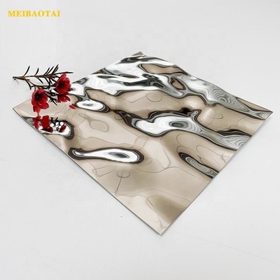 ورق فولادی ضد زنگ 8k Mirror Water Ripple 3D Emboss Steinless Steel Panel