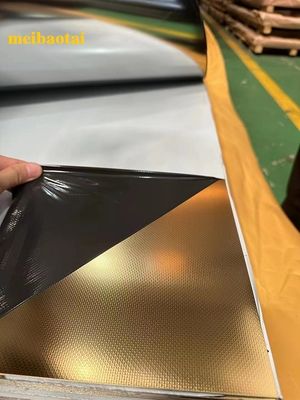 رنگ آینه طلایی درجه 201 ورق فولاد ضد زنگ 4x8 فوت پانل دیواری تزئینی