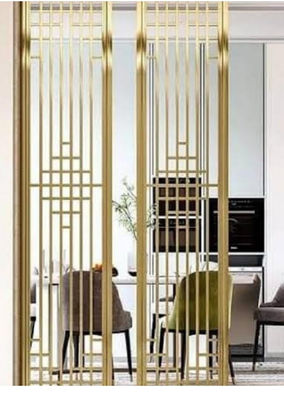 قیمت خوب هتل و بار تزئینات فولاد ضد زنگ اتاق جدا کننده با رنگ طلایی و سیاه آنلاین