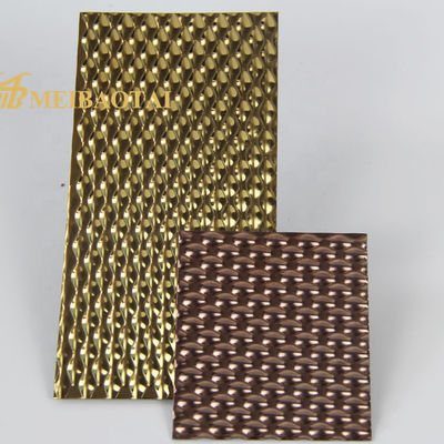 قیمت خوب صفحه تزئینی استیل ضد زنگ با روکش طلایی رز و مهر طلایی، استیل ضد زنگ 304، 1219x2438 میلی متر آنلاین