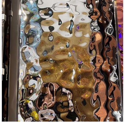 قیمت خوب دکوراسیون ورق استیل ضد زنگ با طرح موج آب و آینه نقره ای برای KTV آنلاین