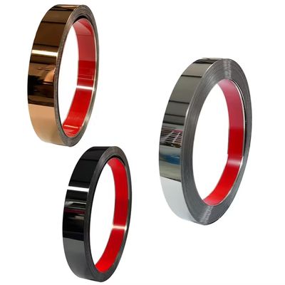 قیمت خوب PVD رنگ پوشش آینه سطح 201 درجه فولاد ضد زنگ کاشی تراشه چسبنده رول تراشه آنلاین