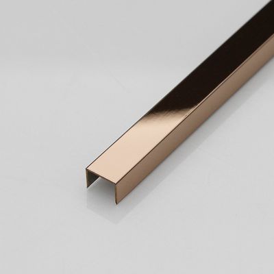 قیمت خوب گلاب طلایی U پروفایل فولاد ضد زنگ 304 گوشه کاشی تراش با ضخامت 0.65mm آنلاین