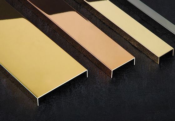 قیمت خوب آینه طلایی فولاد ضد زنگ U Profile Tile Trim با چاپ ضد انگشت و ضخامت 0.65MM آنلاین