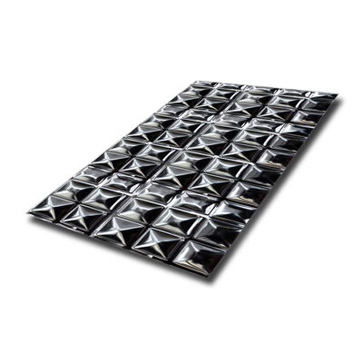 قیمت خوب 304 PVD سیاه رنگ 3D مربع الگوی آینه چاپی پایان فولاد ضد زنگ پانل پوشش آنلاین