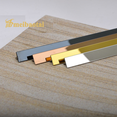 تریم کاشی استیل ضد زنگ خارجی V شیاردار T6 X 2048 میلی متر اندازه روکش طلایی