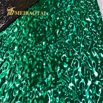 قیمت خوب رنگ سبز PVD پوشش 304 فولاد ضد زنگ صفحه موج آب در 1500x3000mm اندازه برای سقف تزئینی آنلاین