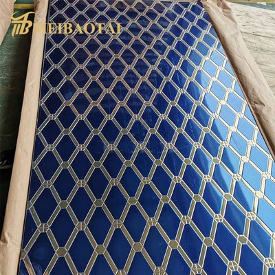 رنگ آبی طلا مخلوط الماس الگوی ابراز شده فولاد ضد زنگ 4x8 فوت برای تزئینات کاونتر