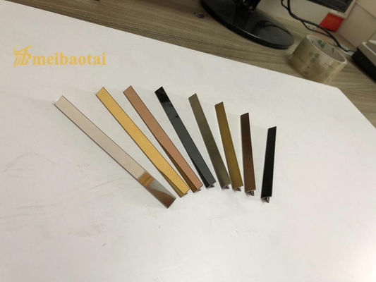 نوار کاشی استیل ضد زنگ 304 با روکش آینه طلایی به شکل T برای پروفیل فلزی گوشه