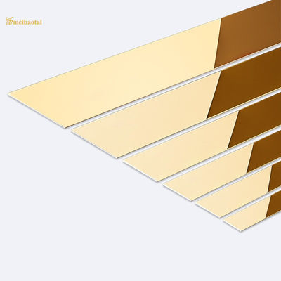 0.55 میلی‌متر ضخامت فولاد ضد زنگ SS304 آینه‌ای با پوشش PVD طلایی برای لبه‌بندی دیوار و کف